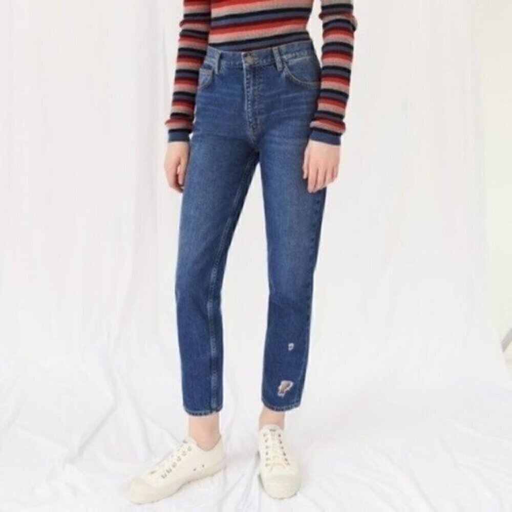 NWT Anthropologie M.i.H High Rise Slim Fit Jeans Size 29 Dark Blue Wash Denim